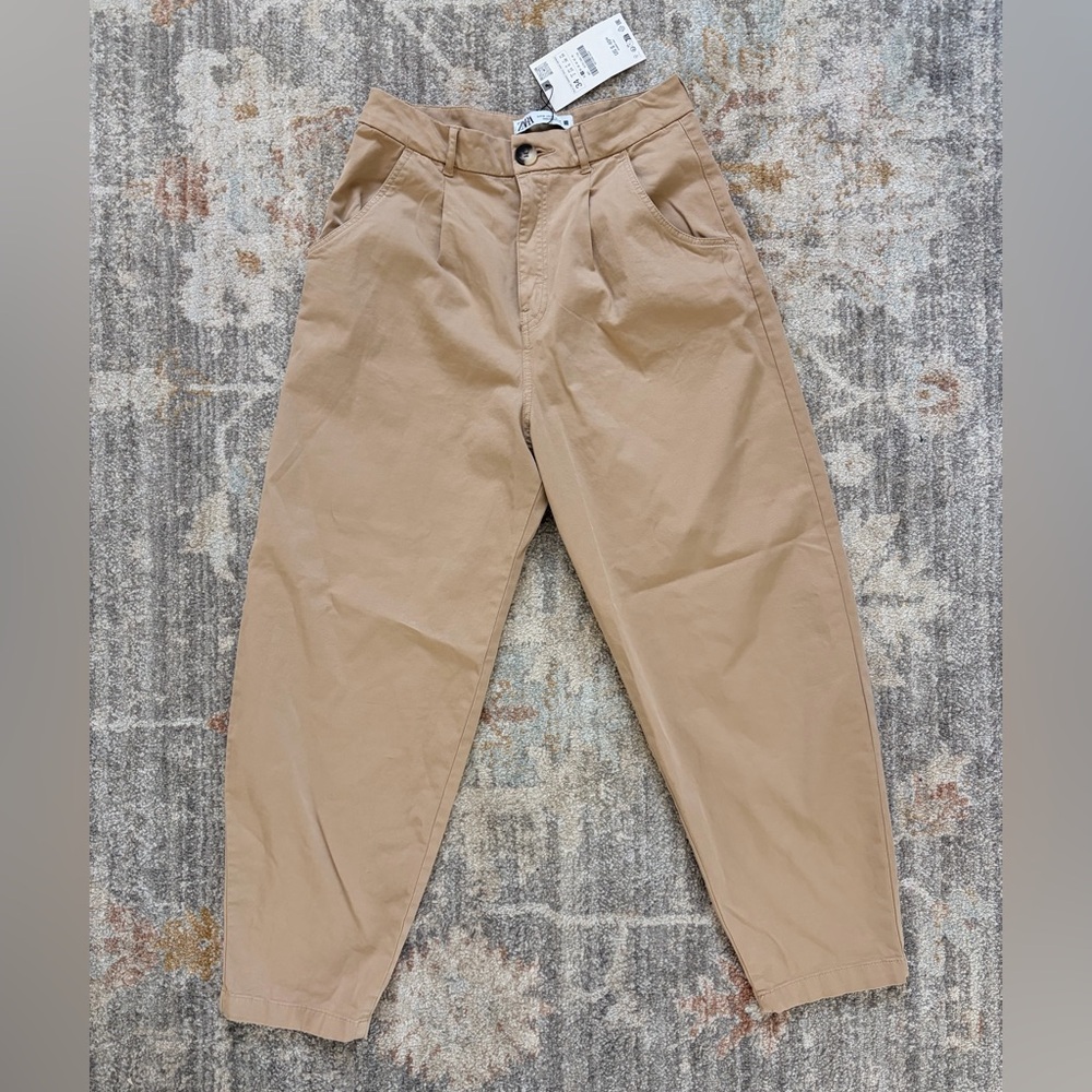 Zara Light Tan Relaxed Tapered Chinos